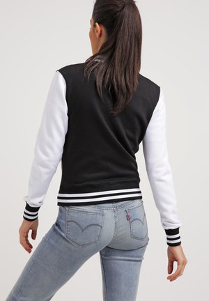 Urban Classics LADIES 2-TONE COLLEGE SWEATJACKET - Bombertakki - black/white