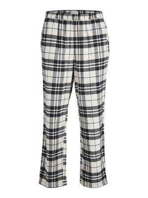 Schwarze und weiße karierte Lounge-Hosen mit elastischem Bund. Bieten einen lockeren Sitz und eine weiche Textur. Gerades Bein Design.