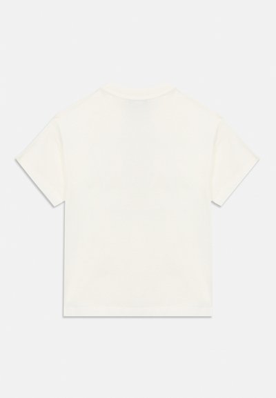 Κοντομάνικο T-shirt από βαμβάκι σε εκρού απόχρωση με στρογγυλή λαιμόκοψη και ίσια ρίγα, με λεία υφή και μινιμαλιστικό σχέδιο.