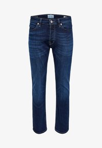 Unselected, dark blue denim