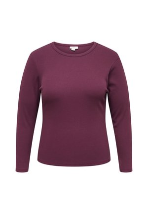 Cămașă mov, mulată, cu mâneci lungi și guler rotund, cu textură pe nervuri, arătată frontal pe fundal alb.