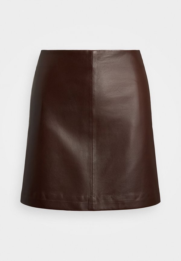 Lambskin Pencil Miniskirt - Mini skirt - dark hickory4