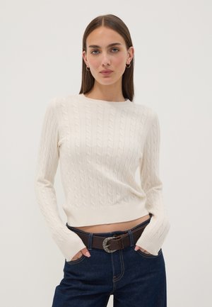OVS, CABLE-KNIT CREW-NECK JUMPER, REGULAR FIT - Maglione - off-white