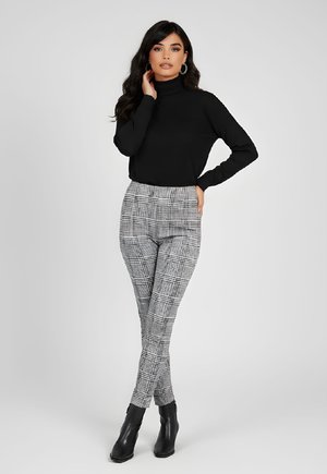 PATA DE GALLO ELÁSTICO DE ALTO - Pantalones - blanco