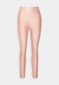 Leggings rosa realizzati in materiale morbido, con un delicato motivo a onde, un alta vita e un design attillato alla caviglia.