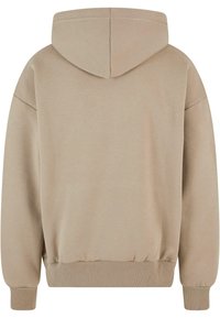 Kapuzensweatshirt in hellbeige, mit lockerer Passform, gerippten Bündchen und Saum. Glatte Textur ohne sichtbare Grafiken oder Muster.