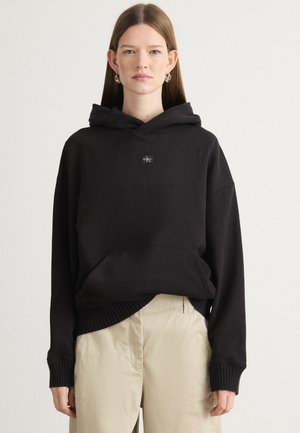 LABEL PEACHED HOODIE - Felpa - black