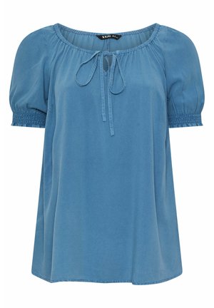 Yours Clothing FLORAL TIE NECK  - Blouse - blue