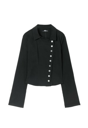 Stradivarius, BUTTON-UP CROSSOVER SHIRT - Chemisier - black