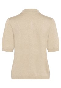 Beige polo-shirt met korte mouwen en een klassieke kraag, gemaakt van zachte stof. Heeft een eenvoudige uitstraling met ribgebreide manchetten en een ribgebreide zoom.