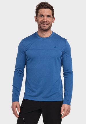 Langärmliges Sportoberteil in lebhaftem Blau, aus einem weichen, atmungsaktiven Stoff gefertigt. Verfügt über einen Rundhalsausschnitt und dezente Logodetails auf der Brust.