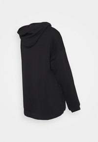 Sweat à capuche noir à coupe décontractée, en tissu texturé, avec des poignets côtelés et un ourlet droit. Poches latérales incluses.