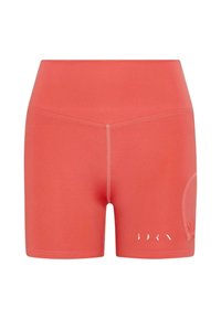 Koral atletiske shorts laget av elastisk materiale, med høy midje og sidelomme. Hvit logo detalj ved kanten.