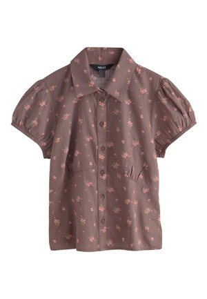 Next, REGULAR FIT - SHORT SLEEVE BUTTON FRONT TOP . - Chemisier - chocolate brown ditsy floral print