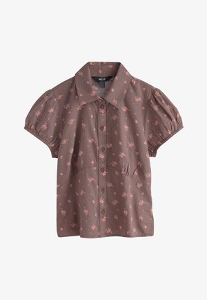 Next, REGULAR FIT - SHORT SLEEVE BUTTON FRONT TOP . - Hemdbluse - chocolate brown ditsy floral print