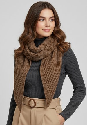 Faera, ELEGANTER DREIECKS-SCHAL UNIFARBEN WEICH UND WARM - Scarf - beige