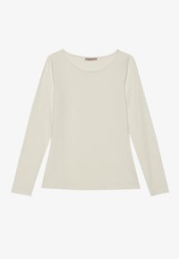 Langermet topp i off-white, laget av myk bomullsstoff. Har rund halslinning og en avslappet passform uten mønstre eller dekorasjoner.