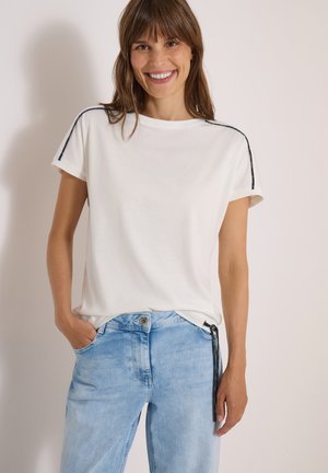 Cecil, T-SHIRT MIT BOAT NECK UND LEO-PIPING - T-shirt basique - vanilla white