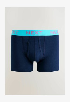 Marineblå boxershorts med en lys blå linning med pink "NEXT" brandingen. Fremstillet af et glat, elastisk stof med et tætsiddende design.