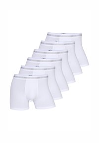Boxer briefs bianchi con una morbida cintura elastica con il marchio "JBS UNDERWEAR". Set di sette, che mostrano un tessuto liscio e un design aderente.