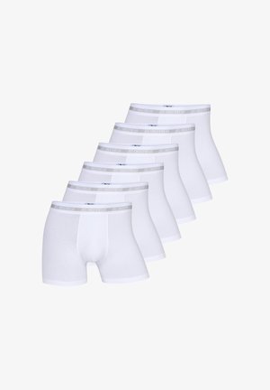 White boxer briefs featuring a soft elastic waistband with "JBS UNDERWEAR" branding. Set of seven, displaying smooth fabric and fitted design.