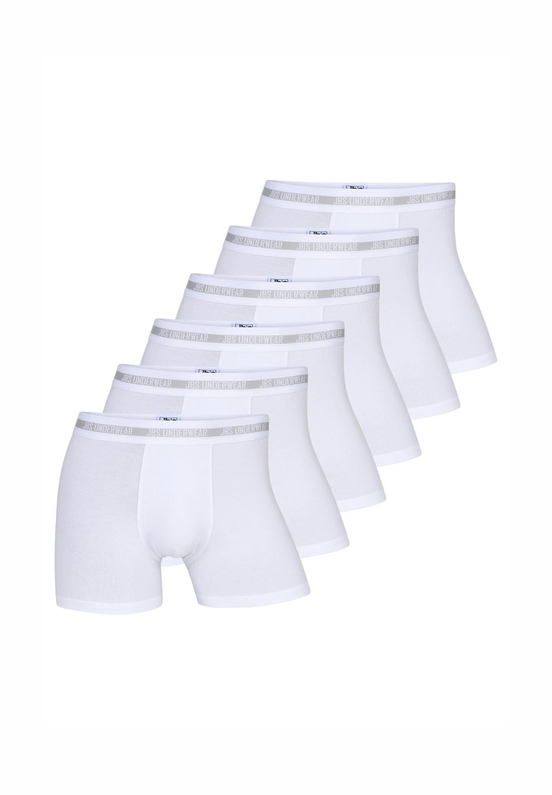 Boxer briefs bianchi con una morbida cintura elastica con il marchio "JBS UNDERWEAR". Set di sette, che mostrano un tessuto liscio e un design aderente.