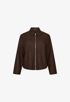 Zizzi, KURZE JACKE MIT HEMDKRAGEN UND REISSVERSCHLUSS - Ελαφρύ μπουφάν - braun