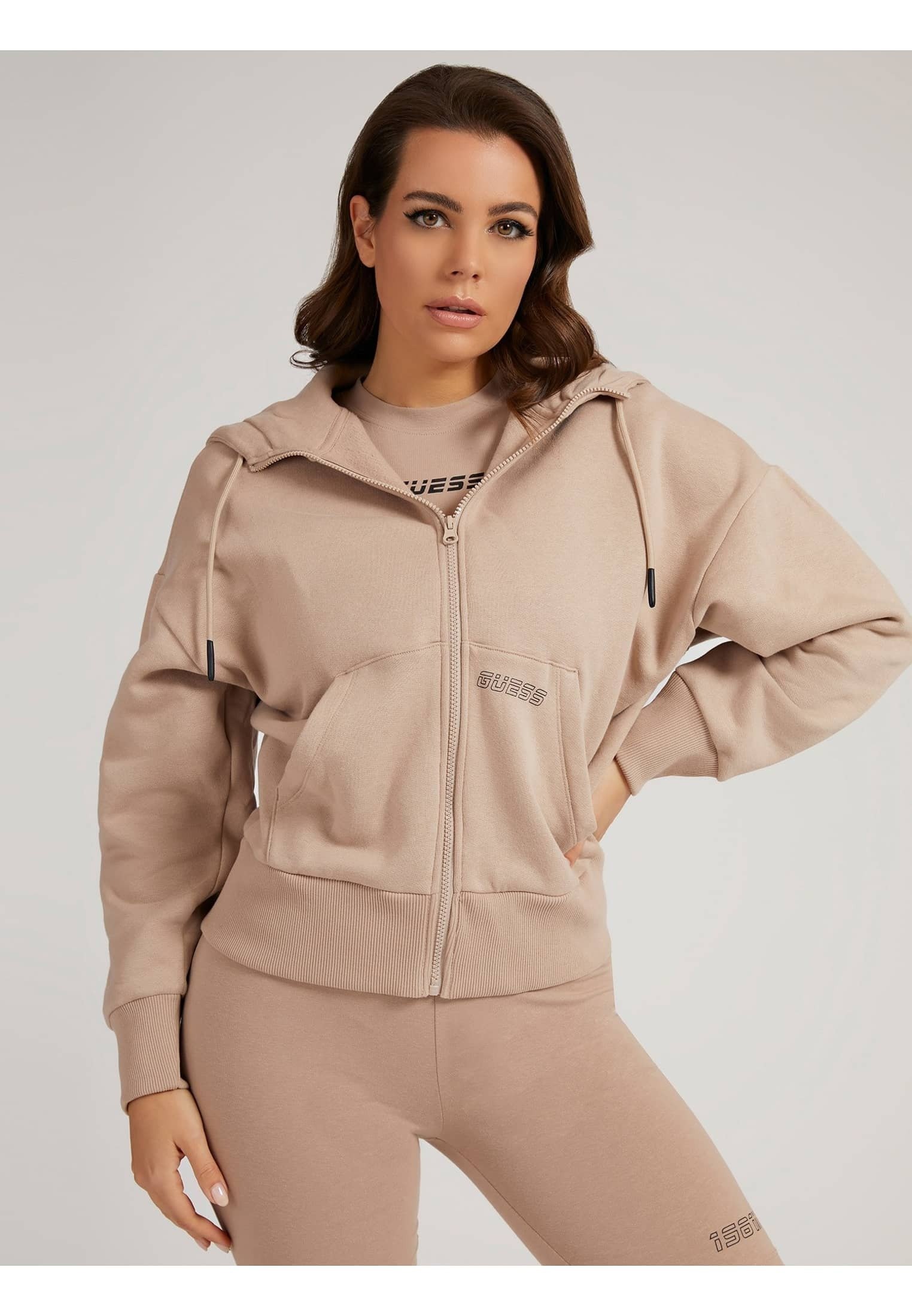 Guess Zip-up sweatshirt - beige 