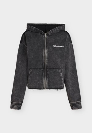 Karl Lagerfeld Jeans, WASHED ZIP THROUGH HOODIE - Φούτερ με φερμουάρ - black