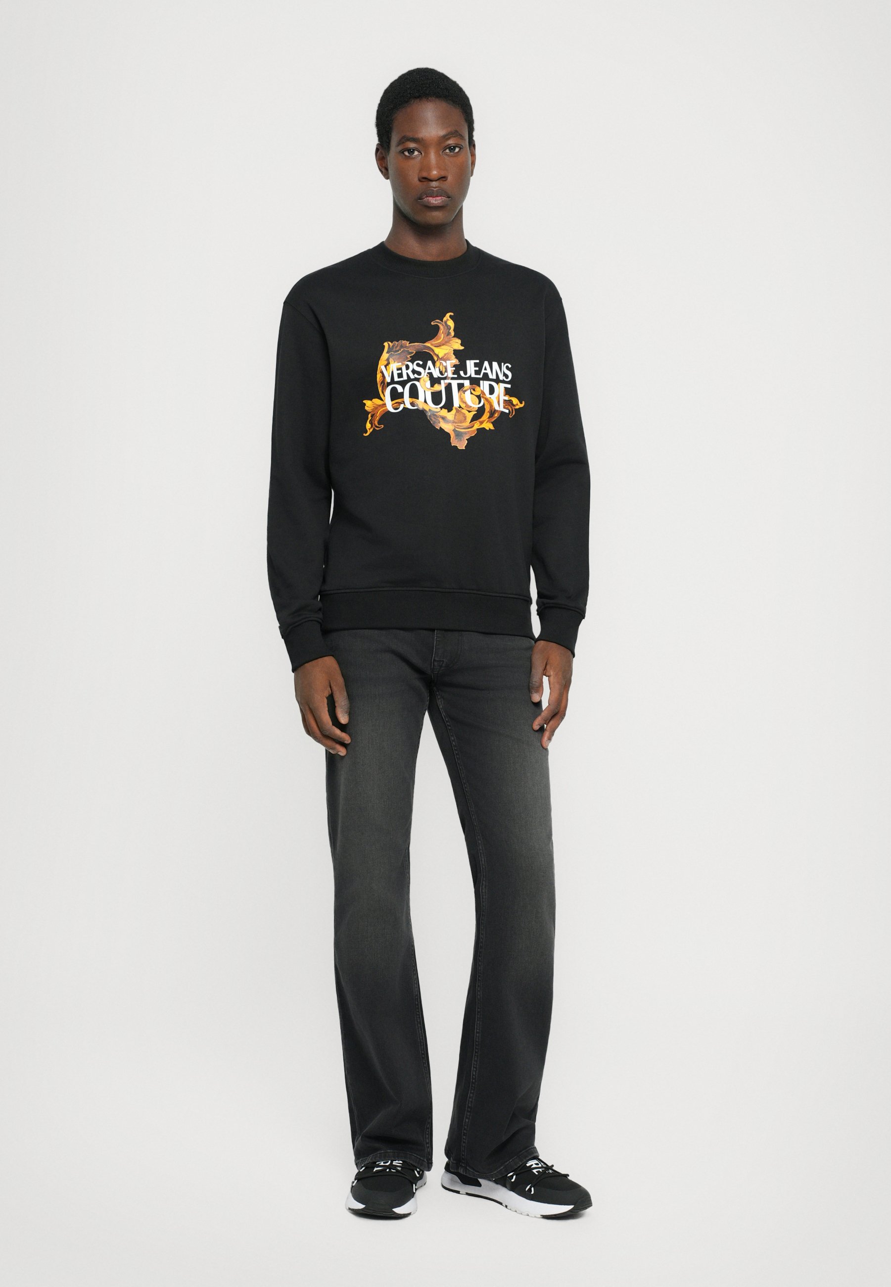 Versace Jeans Couture LOGO BAROQUE - Sweatshirt - black/gold