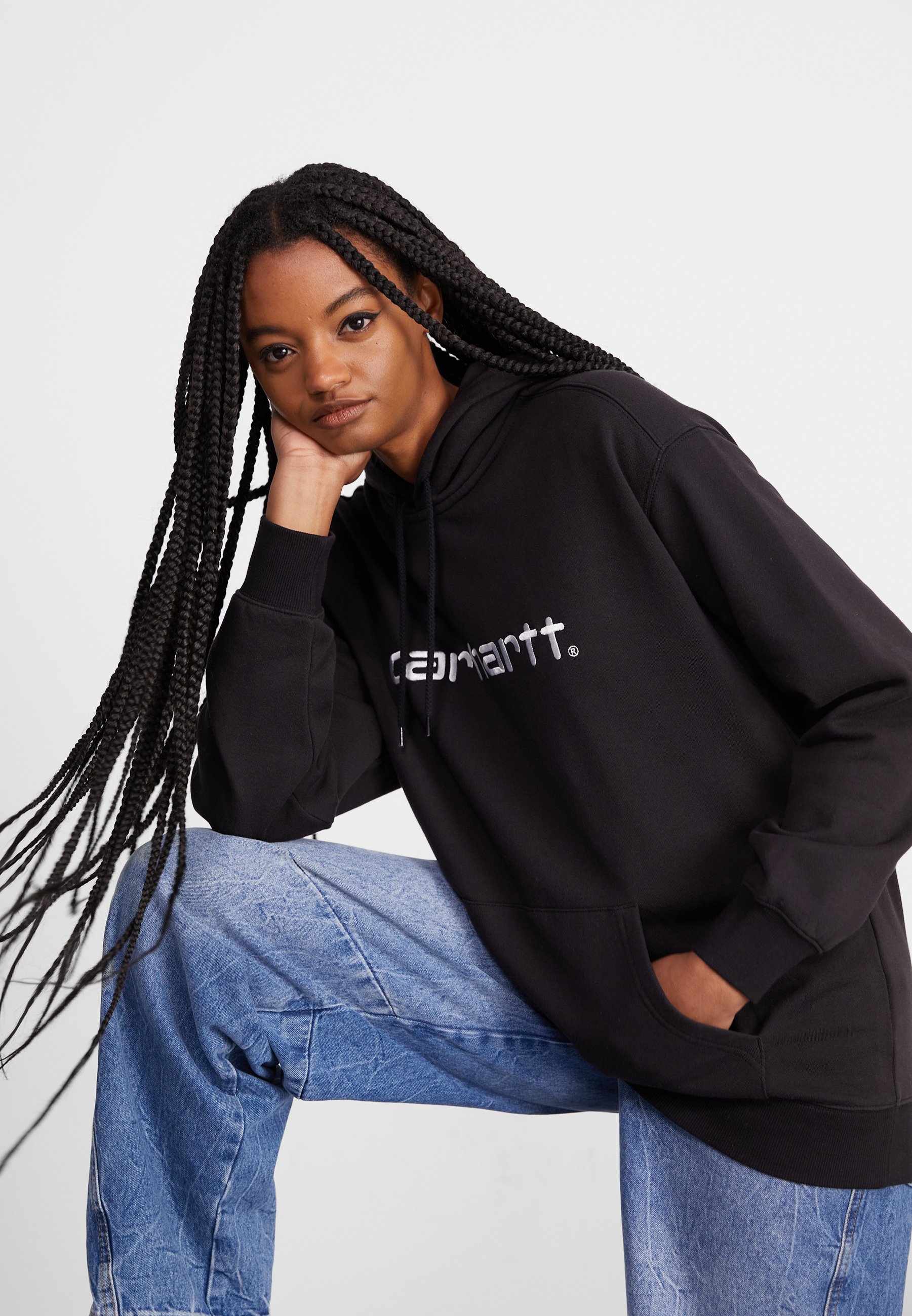 Carhartt WIP HOODED - Sweatshirt - black/white/black - Zalando.co.uk