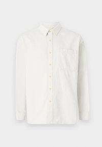 Camicia bianca a maniche lunghe realizzata in un mix di cotone, con colletto button-down, bottoni gialli e una tasca sul petto. Fit classico.
