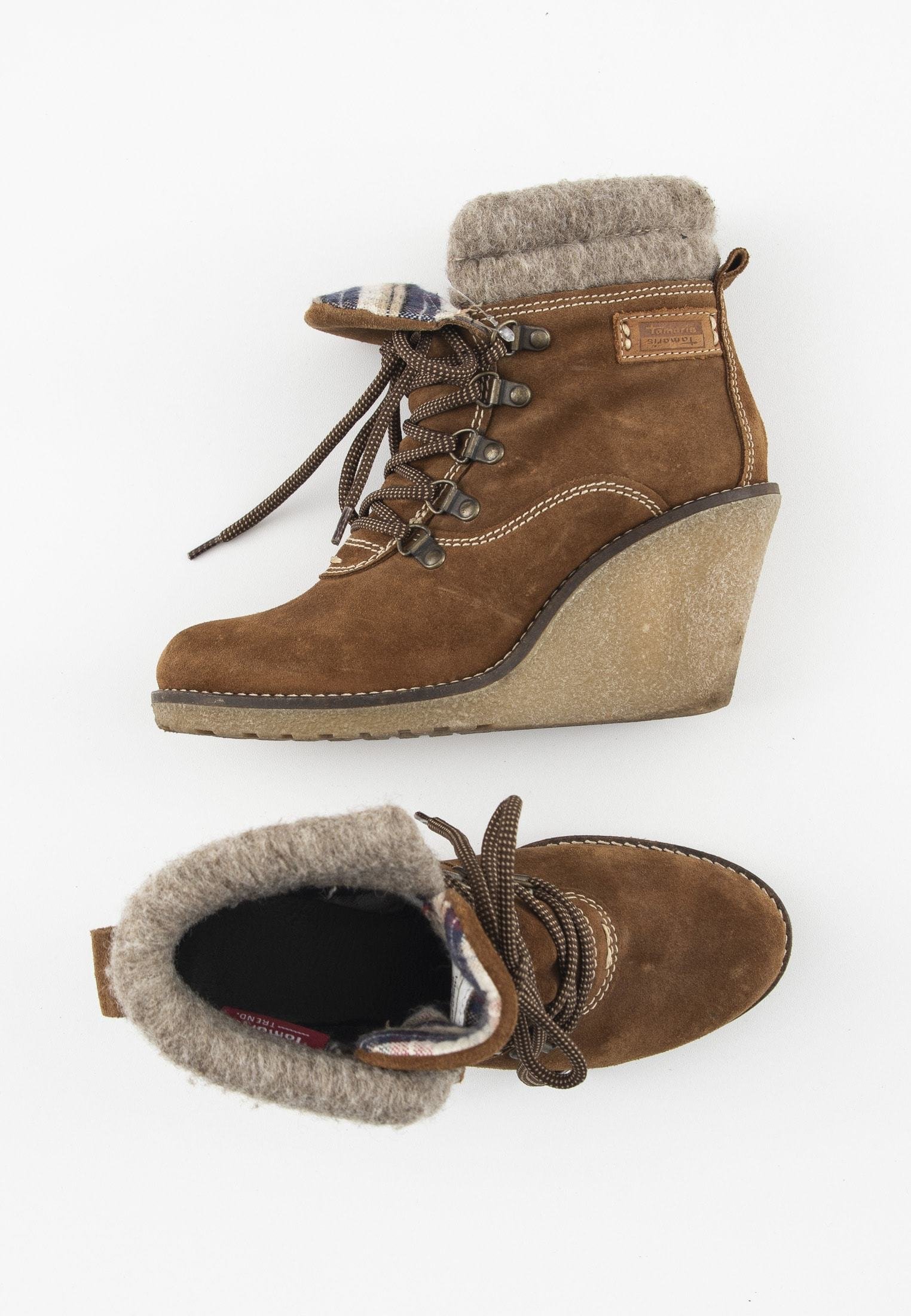 Tamaris Enkellaarsjes met sleehak - brown/Bruin - Zalando.nl