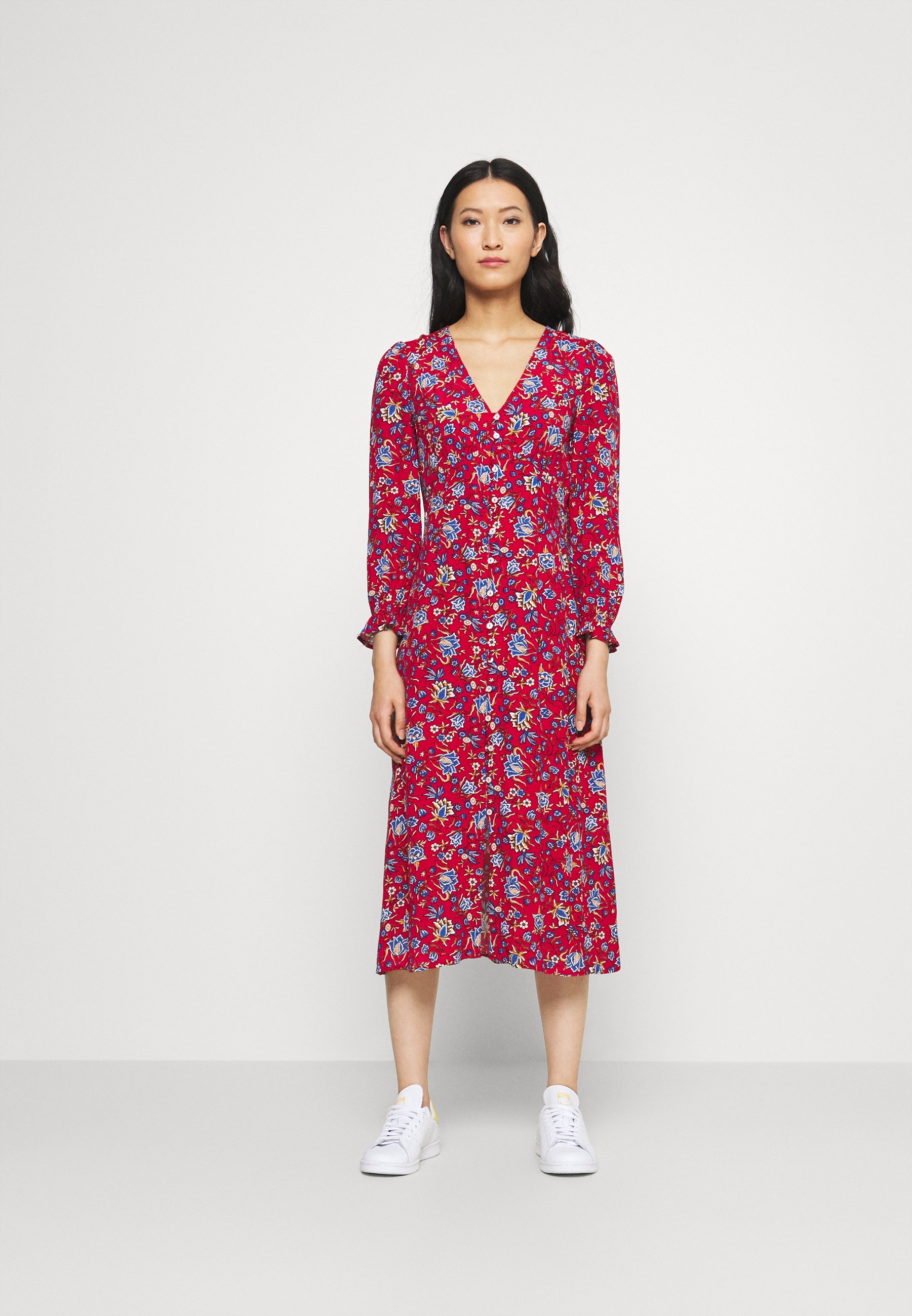 Springfield MIDI FLOR INDIA Kjole redcoral Zalando.no Springfield VESTIDO MIDI FLORES - Kjole - orange