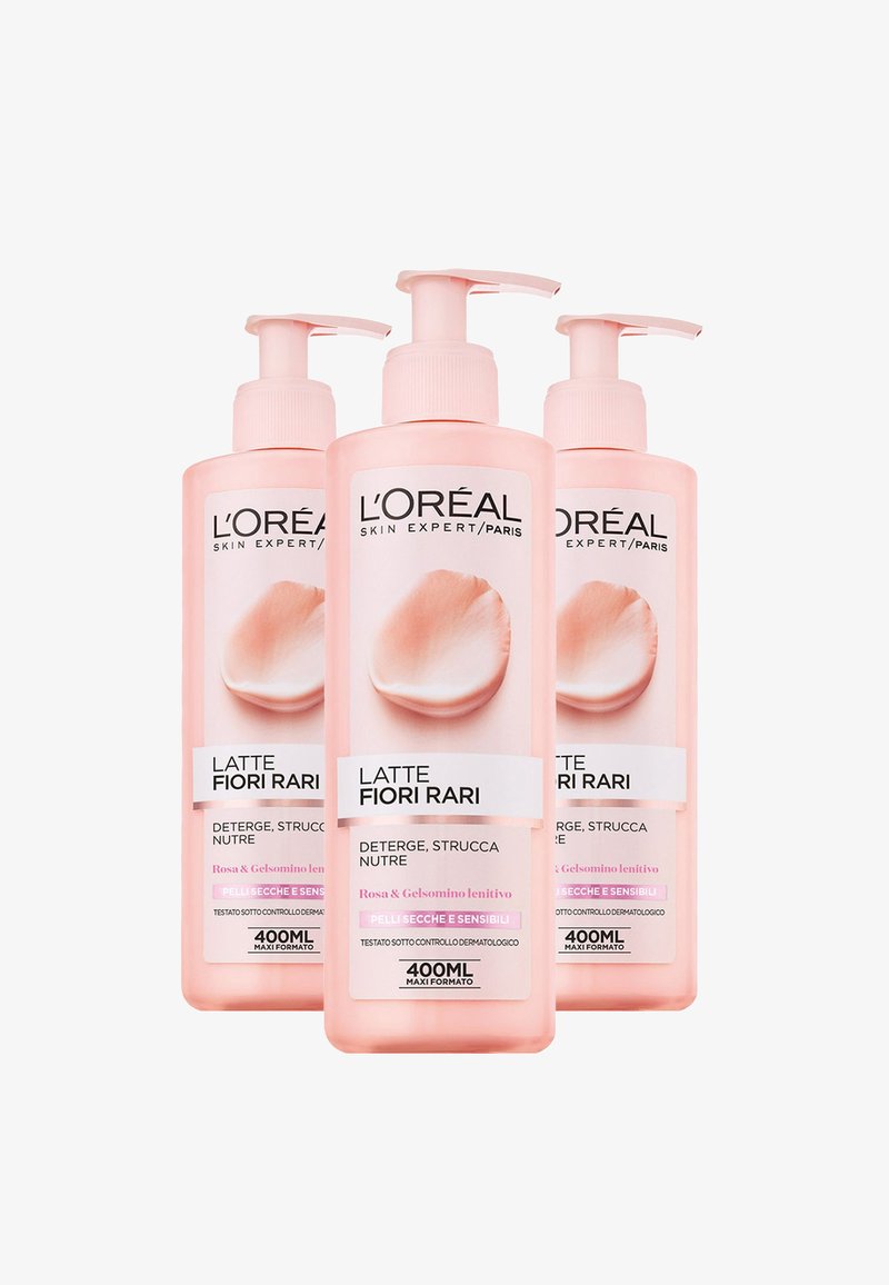 L'Oréal Paris - LATTE STRUCCANTE FIORI RARI, STRUCCA E IDRATA LA PELLE, PER PELLI SECCHE E SENSIBILI - 3 PACK - Struccante, Ingrandire