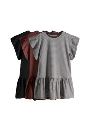 REGULAR FIT   3 PACK   - Jerseykleid - black brown stripe red