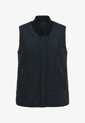 Ulla Popken, HYPRAR QUILTED COLLEGE COLLAR VEST - Waistcoat - black