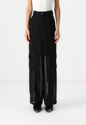 PELAGGI PANTALONE GEORGETTE - Kapsáče - nero limousine