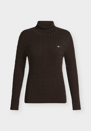 GANT, CABLE TURTLENECK - Džemper - deep brown