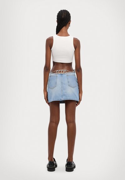 GCDS CHOKER SKIRT - Denim skirt - light blue