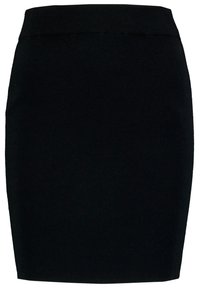 Schwarzer Strick-Bleistiftrock mit enganliegender Silhouette, elastischem Bund und glatter Textur, entworfen für ein elegantes und schlankes Erscheinungsbild.