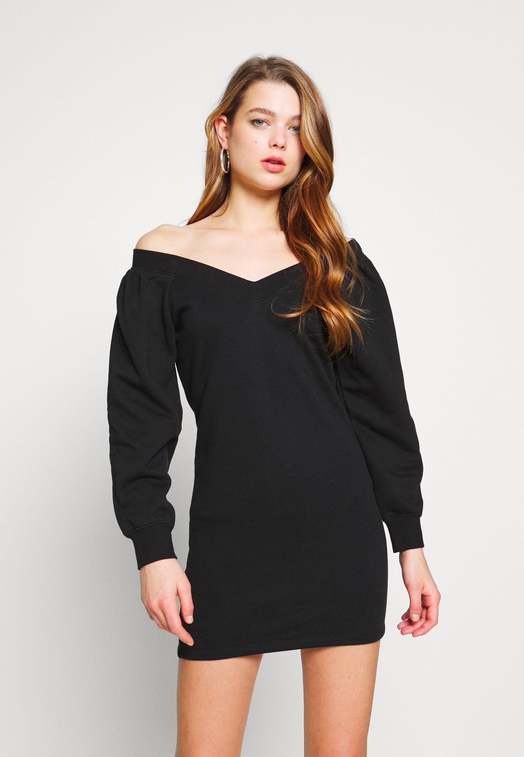 black over the shoulder dress
