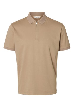 Selected, SLHFAVE ZIP - Polo - savannah tan