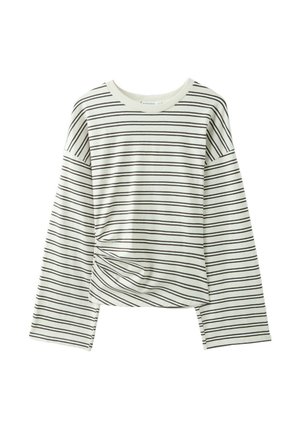 Stradivarius, LONG SLEEVE STRIPED T-SHIRT WITH RUCHED WAIST - T-shirt à manches longues - white