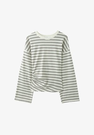 Stradivarius, LONG SLEEVE STRIPED T-SHIRT WITH RUCHED WAIST - T-shirt à manches longues - white