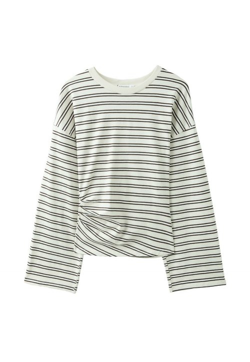 zalando — Stradivarius · LONG SLEEVE STRIPED T-SHIRT WITH RUCHED WAIST - Maglietta a manica lunga