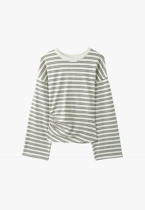 zalando — Stradivarius · LONG SLEEVE STRIPED T-SHIRT WITH RUCHED WAIST - Maglietta a manica lunga