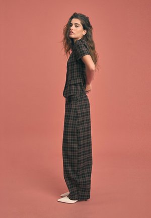 Stradivarius, SMART CHECK BARREL TROUSERS - Pantalon classique - black