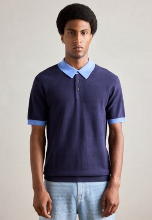 REGULAR FIT TONE ON TONE STRIPED - Polosärk - peacoat