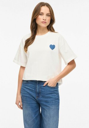 VIMONIE RUNDHALS - T-shirts med print - snow white